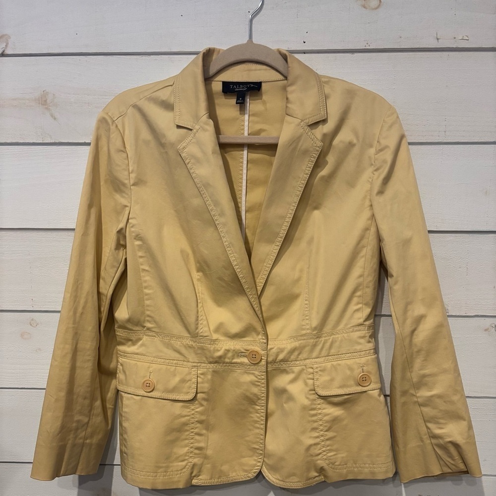 Talbots Butter Yellow Blazer Cotton  Suit Jacket